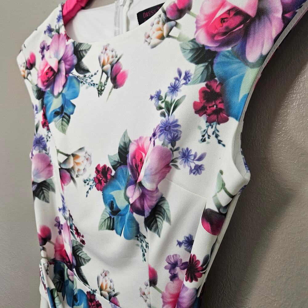 Dress Tells White Floral Cap Sleeve A-Line Midi Dress Women S Romantic Feminine
